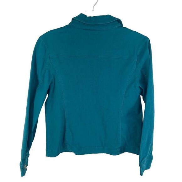 Appleseed's Women's Button Down Jacket Blazer Collared Pockets Teal Green Medium - Picture 6 of 13